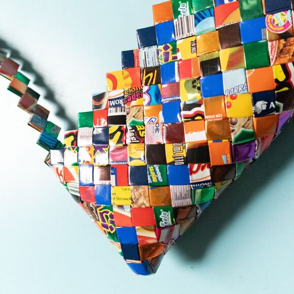 Y2K Rainbow Candy Wrapper Folded Mini Baguette Shoulder Bag Top Zipper Eclectic - Picture 2 of 8